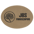 Light Brown 3 1/2" x 2 1/2" Laserable Leatherette Oval Patch with Adhesive