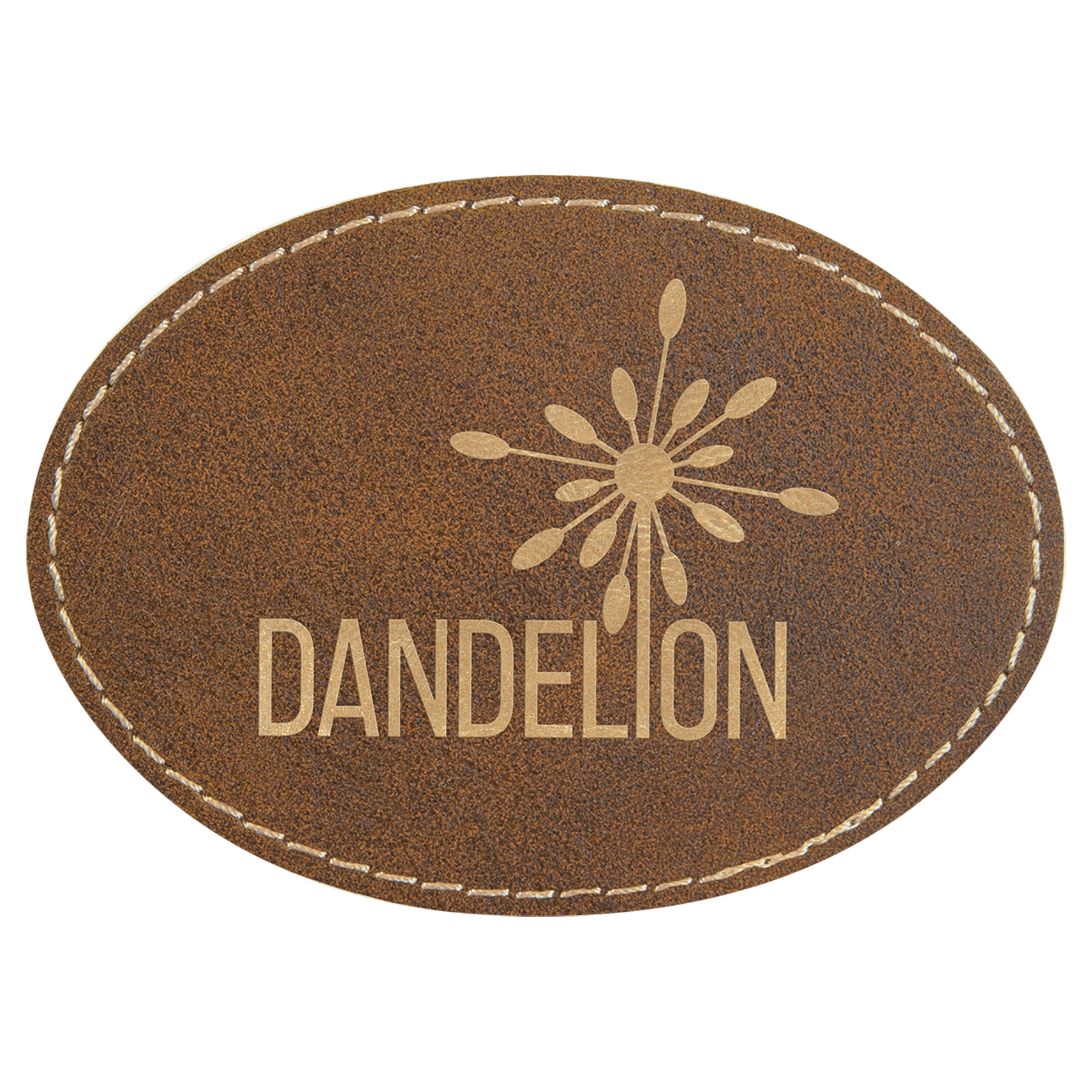 Rustic/Gold 3 1/2" x 2 1/2" Laserable Leatherette Oval Patch with Adhesive