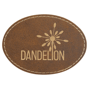 Rustic/Gold 3 1/2" x 2 1/2" Laserable Leatherette Oval Patch with Adhesive
