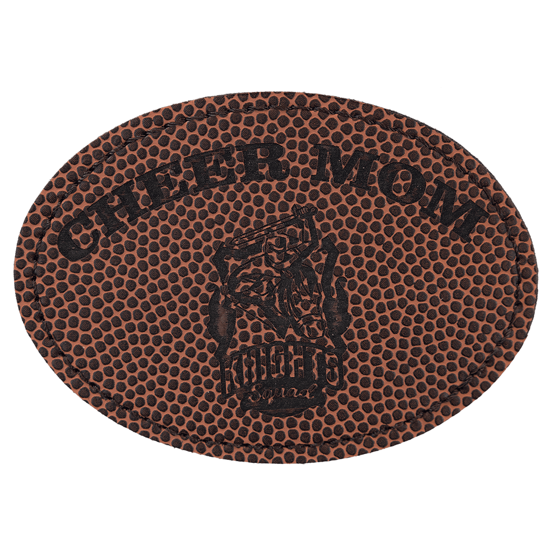 Football 3 1/2" x 2 1/2" Laserable Leatherette Oval Patch with Adhesive