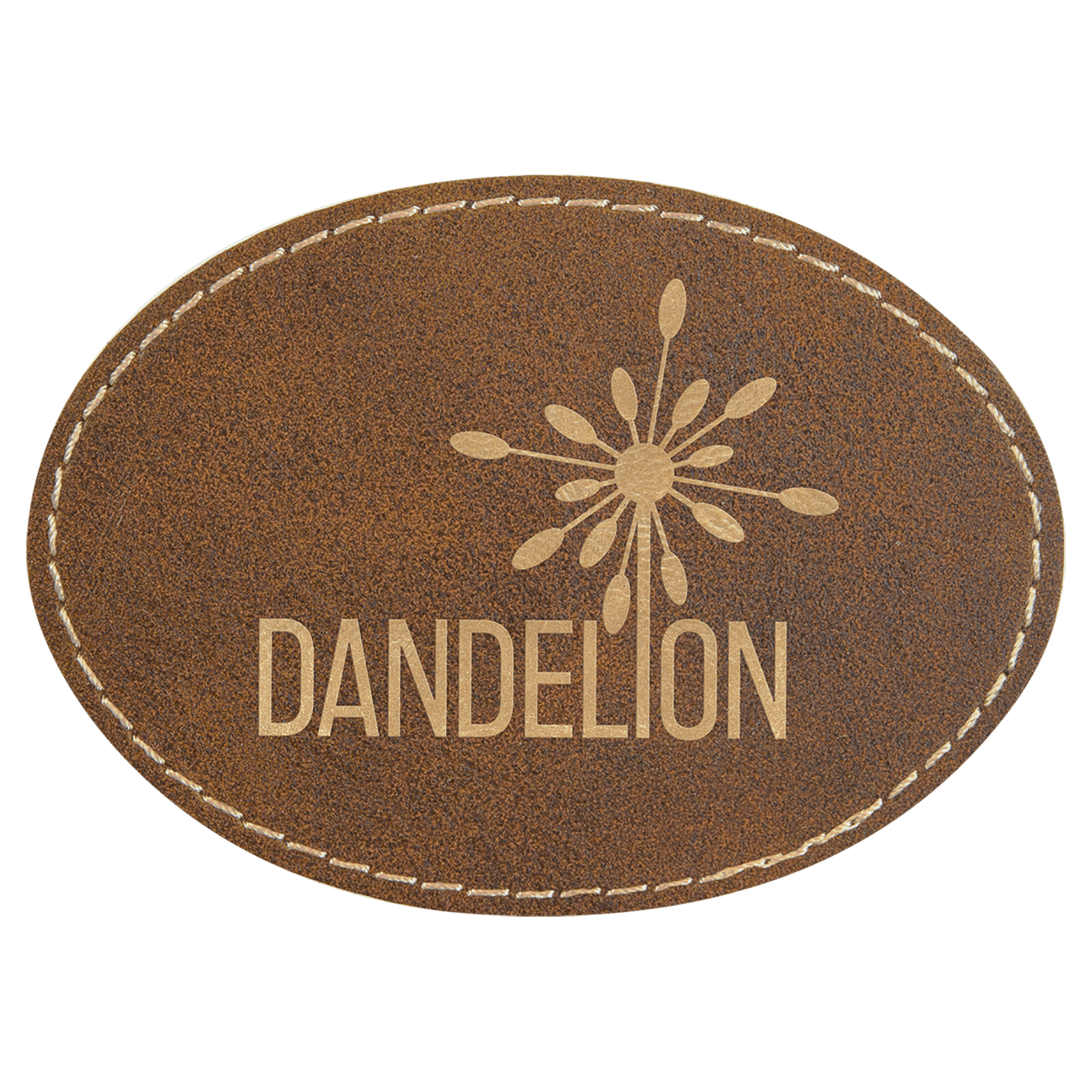 Rustic/Gold 3 1/2" x 2 1/2" Laserable Leatherette Oval Patch with Kota Pro Adhesive