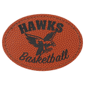 Basketball 3 1/2" x 2 1/2" Laserable Leatherette Oval Patch with Kota Pro Adhesive
