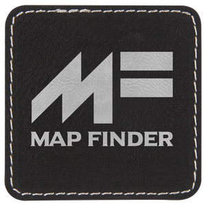 Black/Silver 2 1/2" x 2 1/2" Square Laserable Leatherette Patch with Adhesive