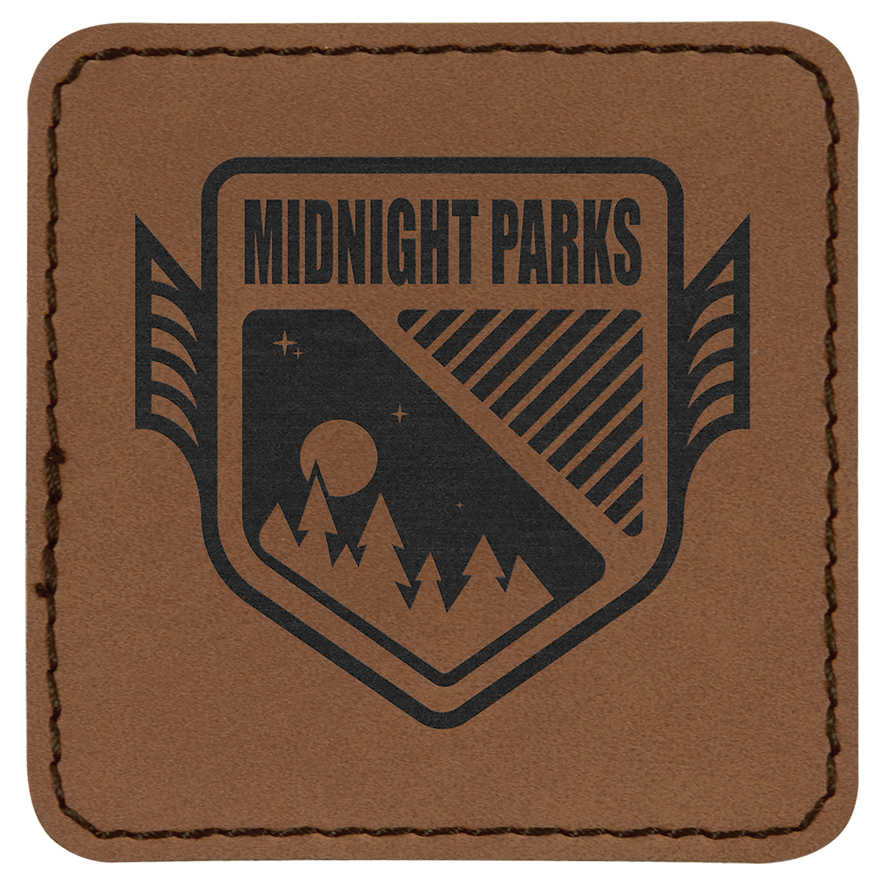Dark Brown 2 1/2" x 2 1/2" Square Laserable Leatherette Patch with Adhesive