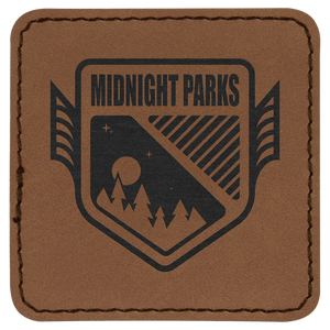 Dark Brown 2 1/2" x 2 1/2" Square Laserable Leatherette Patch with Adhesive