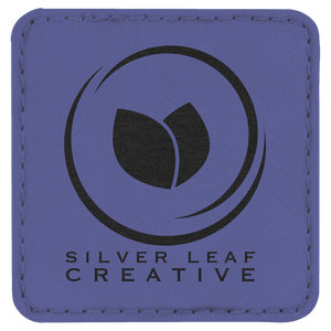 Purple 2 1/2" x 2 1/2" Square Laserable Leatherette Patch with Adhesive