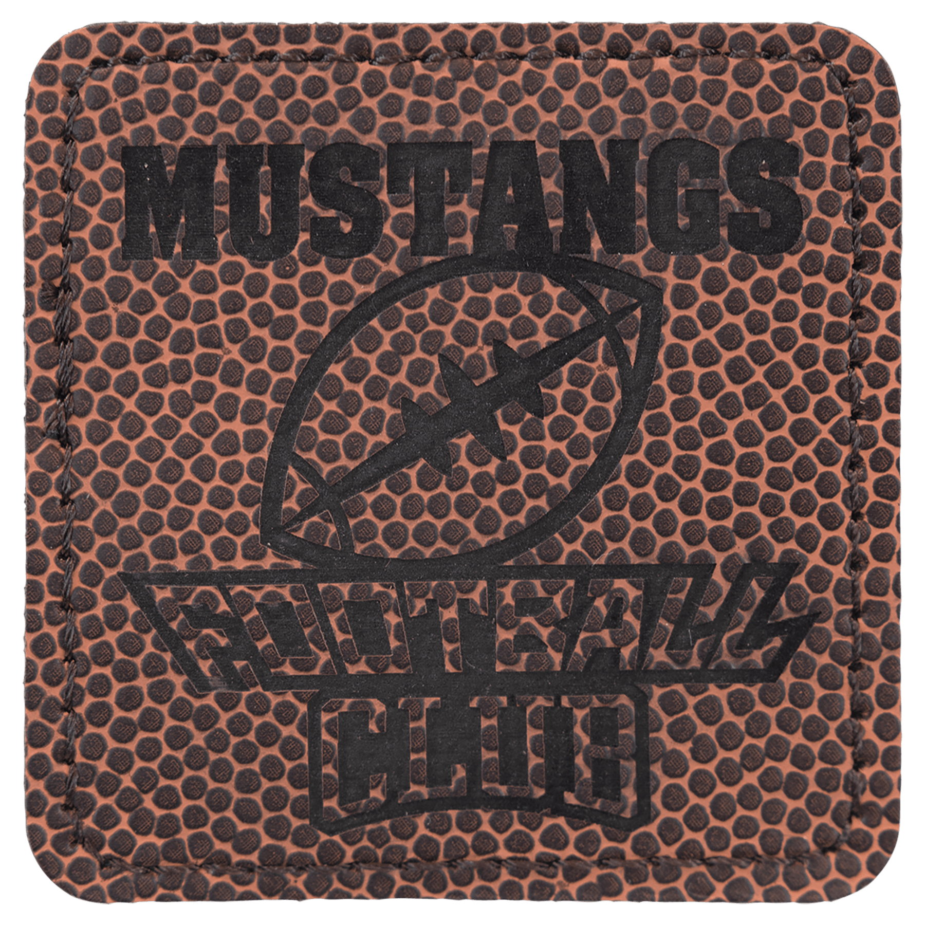 Football 2 1/2" x 2 1/2" Square Laserable Leatherette Patch with Adhesive