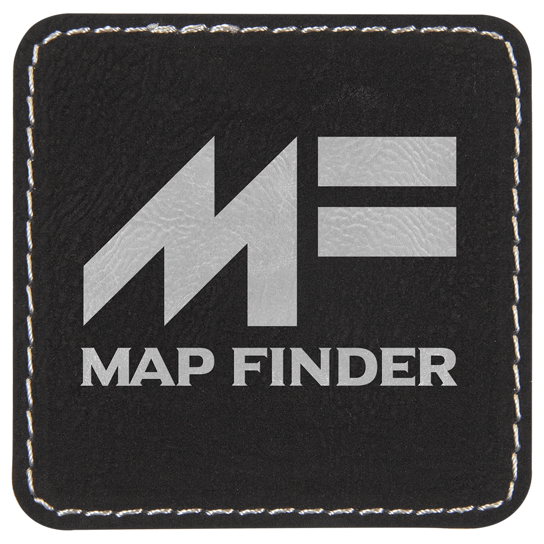 Black/Silver 2 1/2" x 2 1/2" Laserable Leatherette Square Patch with Kota Pro Adhesive