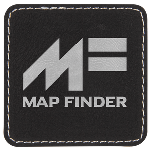 Black/Silver 2 1/2" x 2 1/2" Laserable Leatherette Square Patch with Kota Pro Adhesive