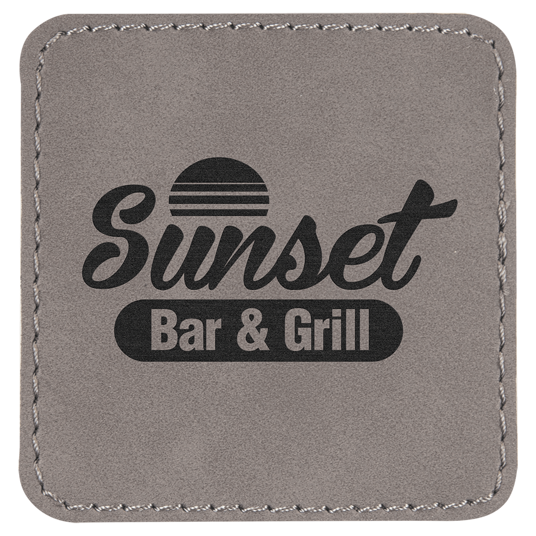 Gray 2 1/2" x 2 1/2" Laserable Leatherette Square Patch with Kota Pro Adhesive