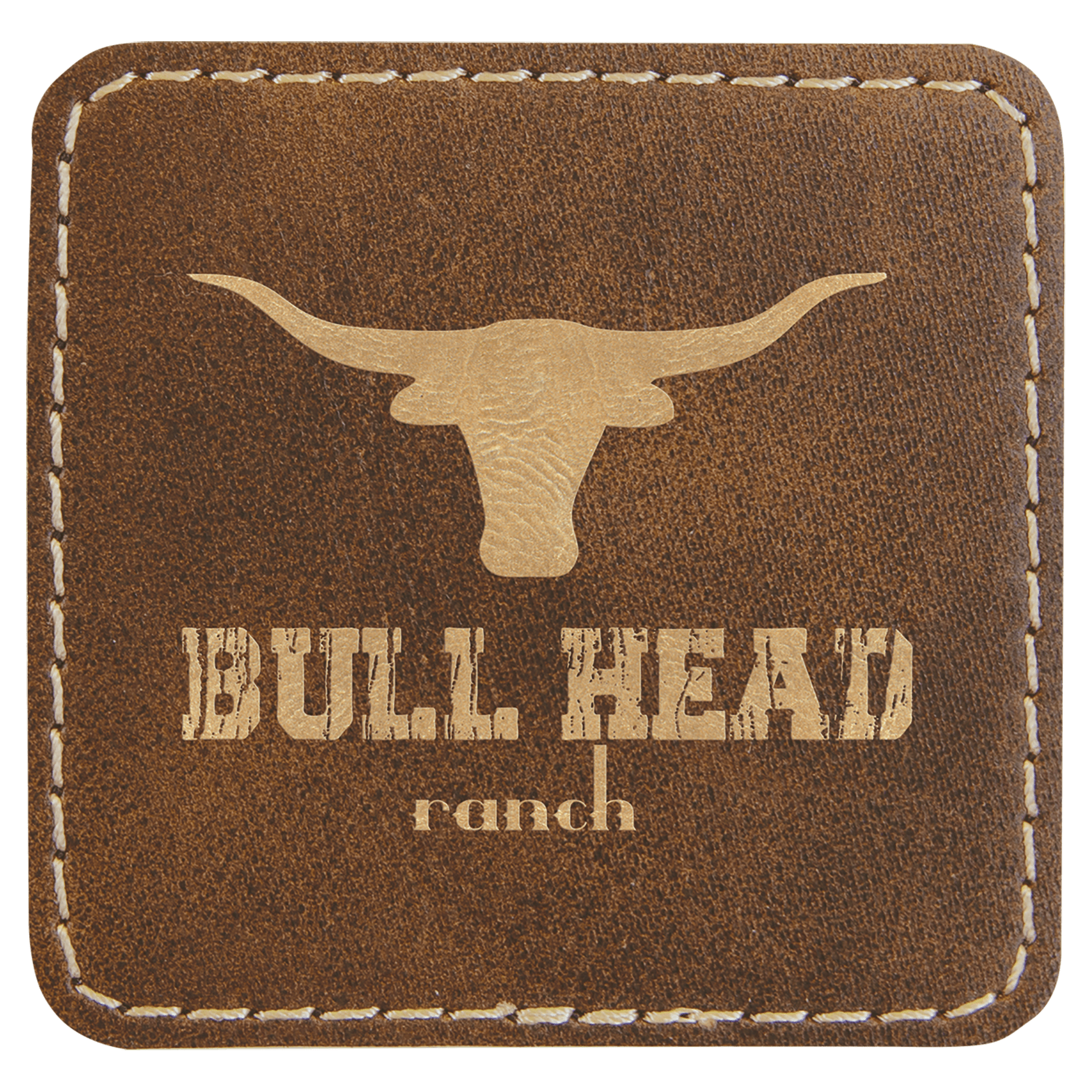 Rustic/Gold 2 1/2" x 2 1/2" Laserable Leatherette Square Patch with Kota Pro Adhesive