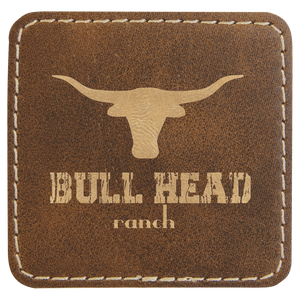 Rustic/Gold 2 1/2" x 2 1/2" Laserable Leatherette Square Patch with Kota Pro Adhesive