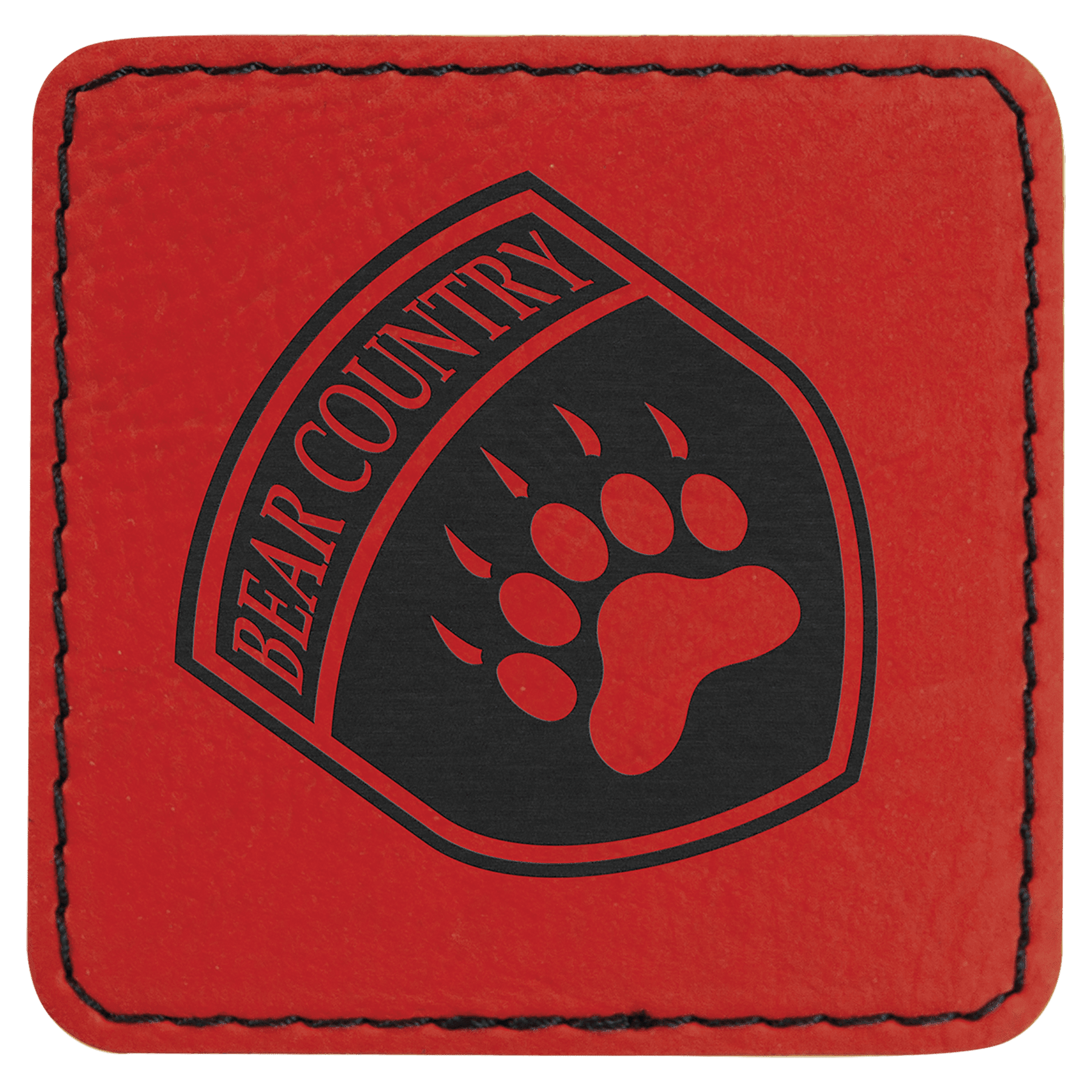 Red 2 1/2" x 2 1/2" Laserable Leatherette Square Patch with Kota Pro Adhesive