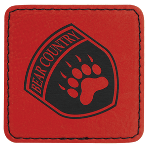 Red 2 1/2" x 2 1/2" Laserable Leatherette Square Patch with Kota Pro Adhesive