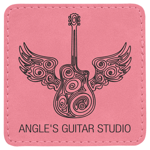 Pink 3" x 3" Square Laserable Leatherette Patch with Adhesive