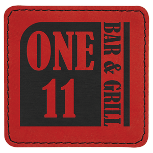 Red 3" x 3" Square Laserable Leatherette Patch with Adhesive