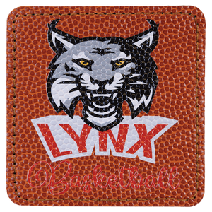 Basketball 3" x 3" Square Laserable Leatherette Patch with Adhesive