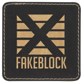 3" x 3" Square Black/Gold Laserable Leatherette Patch with Kota Pro Adhesive