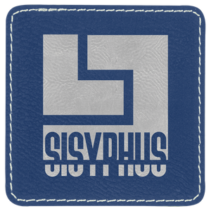 Blue/Silver 3" x 3" Laserable Leatherette Square Patch with Kota Pro Adhesive
