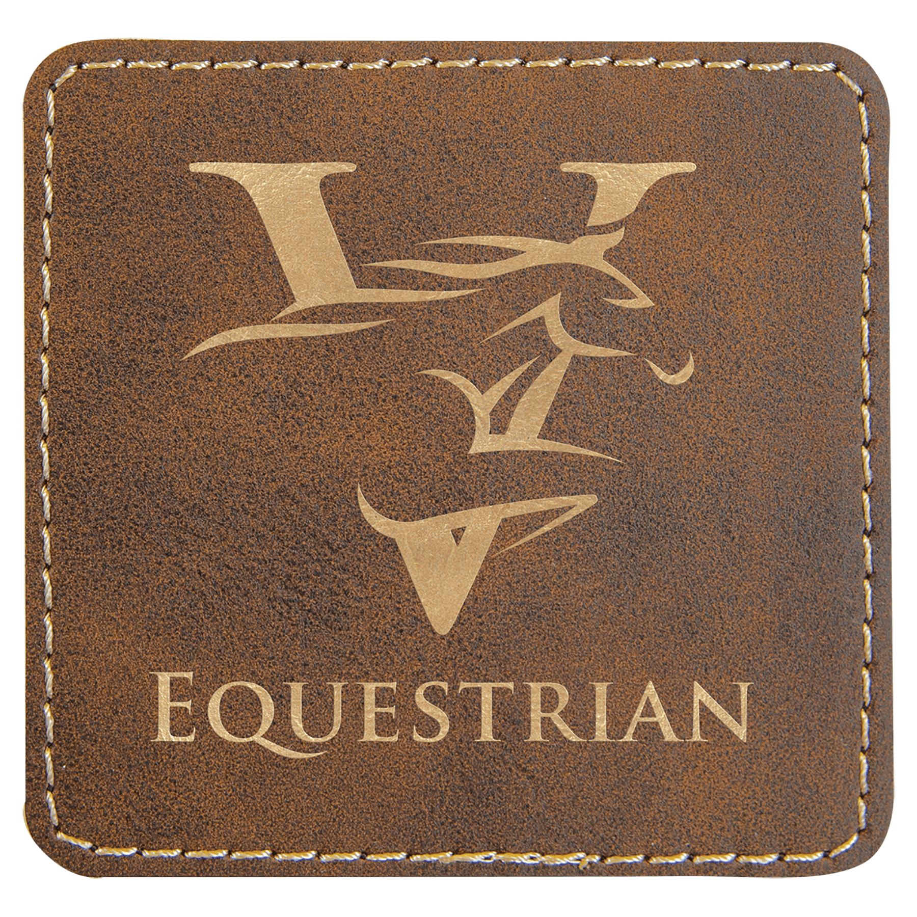 Rustic/Gold 3" x 3" Laserable Leatherette Square Patch with Kota Pro Adhesive
