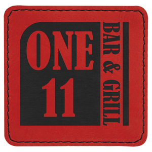 Red 3" x 3" Laserable Leatherette Square Patch with Kota Pro Adhesive