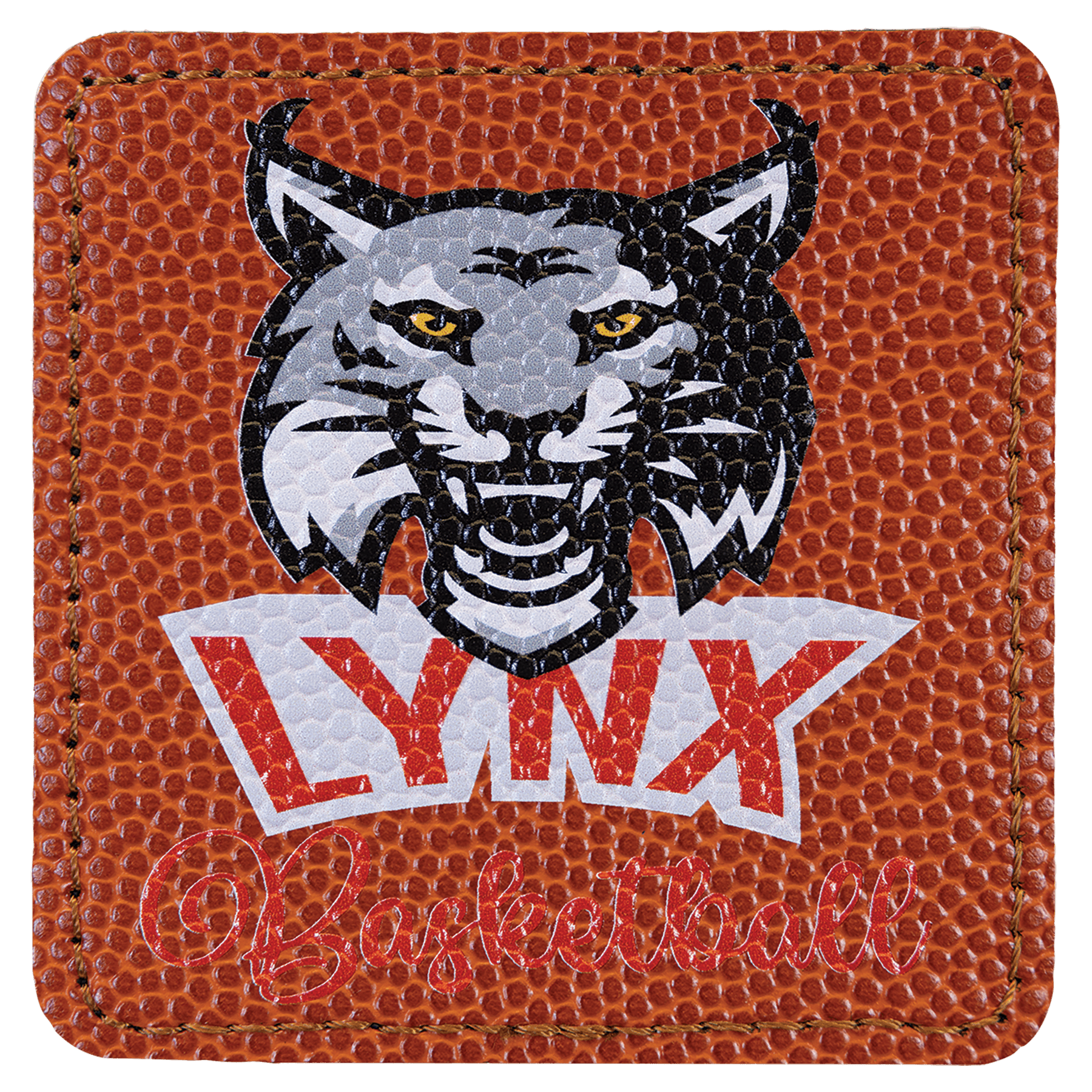 Basketball 3" x 3" Laserable Leatherette Square Patch with Kota Pro Adhesive