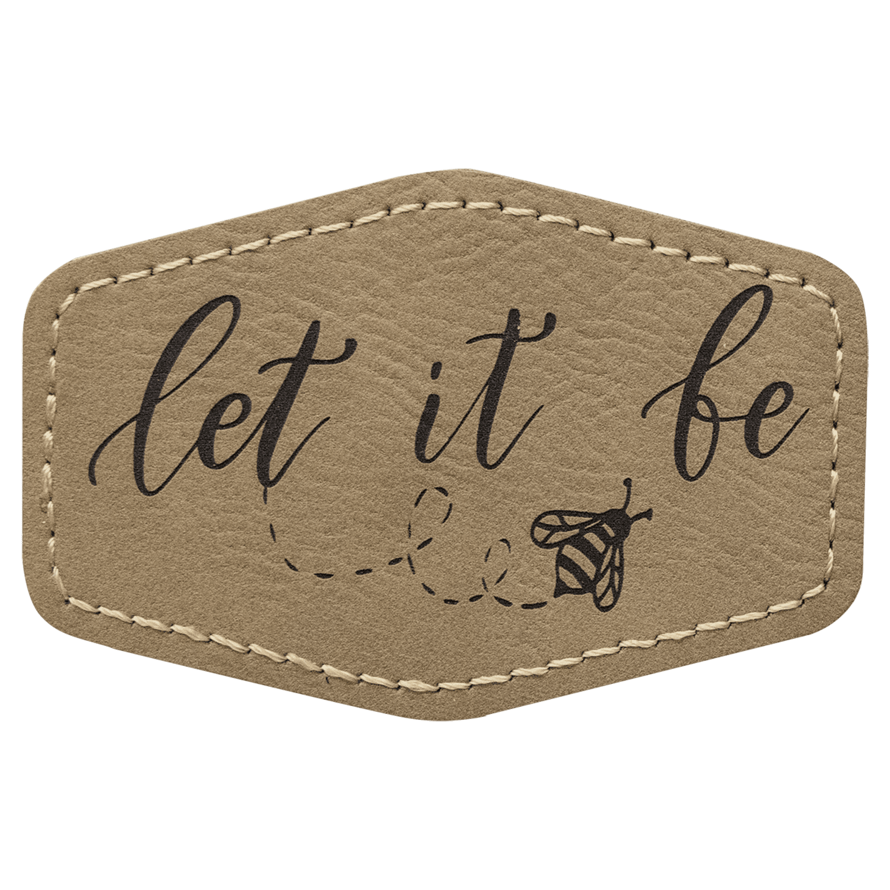 Light Brown 3" x 2" Laserable Leatherette Hex Patch with Kota Pro Adhesive