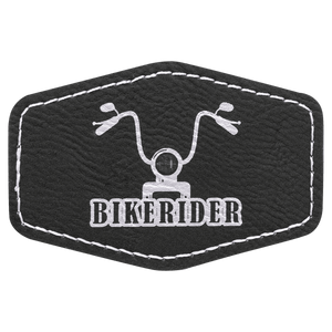 Black/Silver 3" x 2" Laserable Leatherette Hex Patch with Kota Pro Adhesive