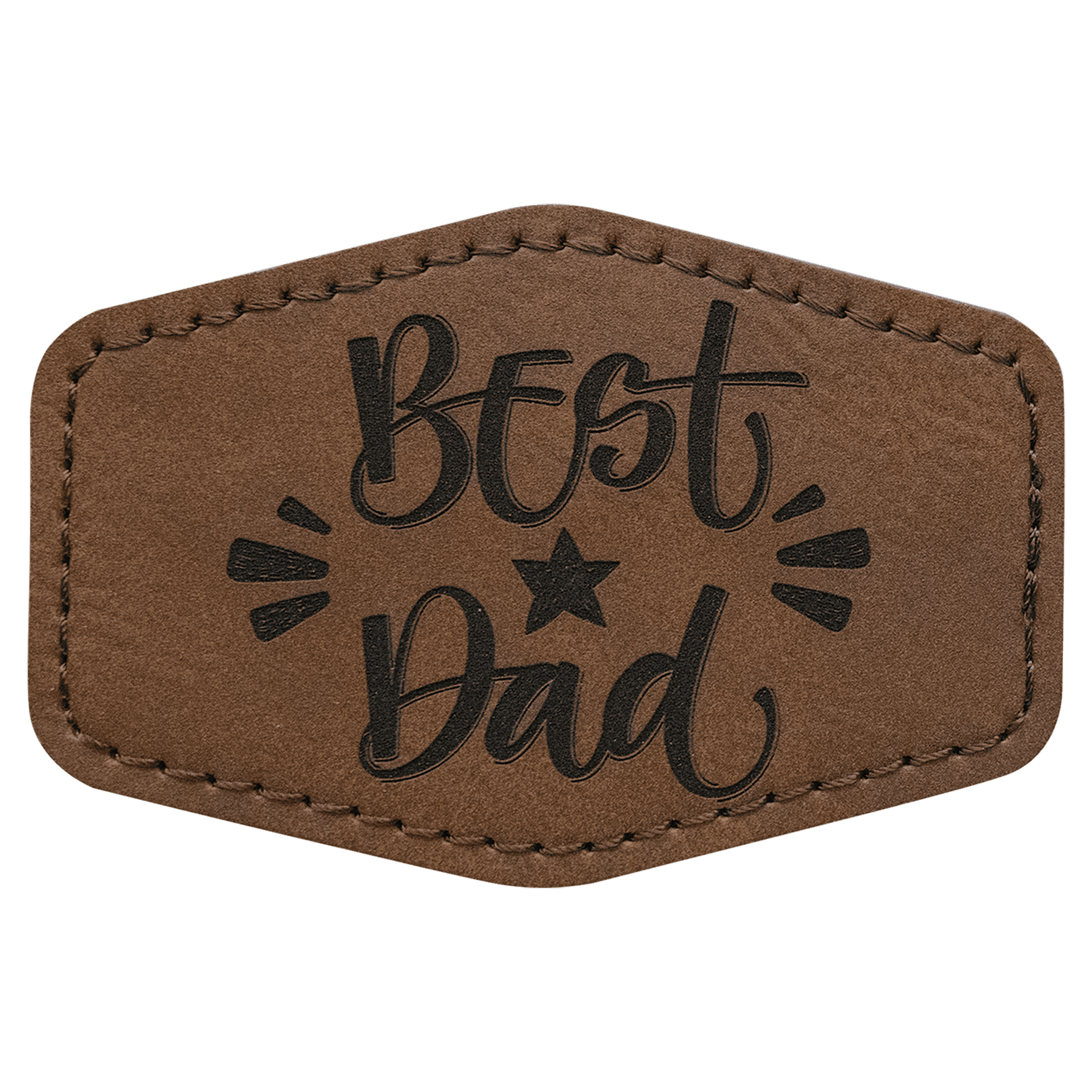 Dark Brown 3" x 2" Laserable Leatherette Hex Patch with Kota Pro Adhesive