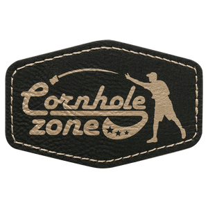 Black/Gold 3" x 2" Laserable Leatherette Hex Patch with Kota Pro Adhesive