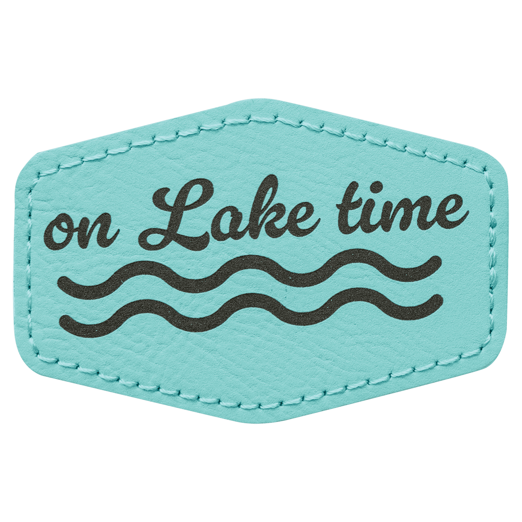 Teal 3" x 2" Laserable Leatherette Hex Patch with Kota Pro Adhesive