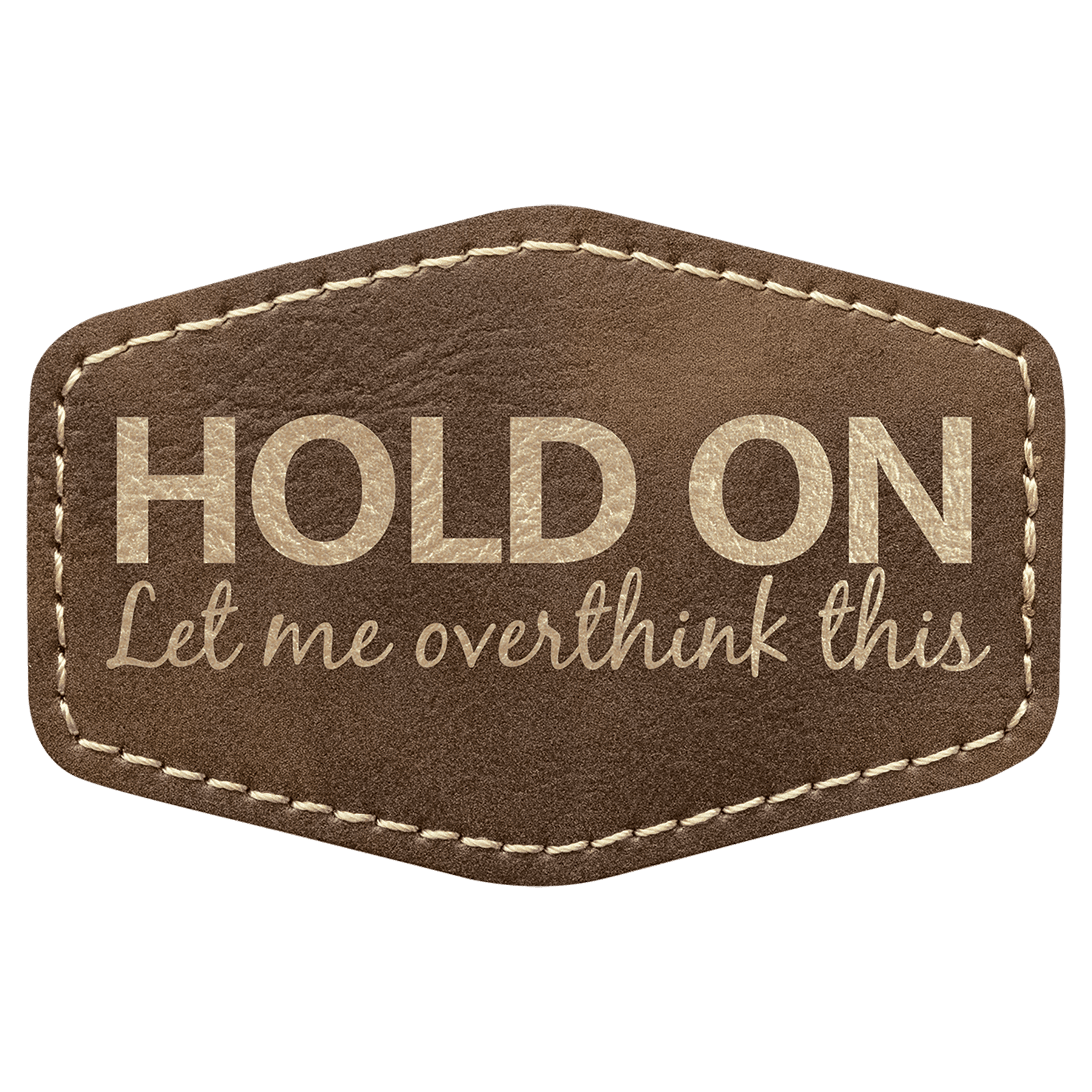 Rustic/Gold 3" x 2" Laserable Leatherette Hex Patch with Kota Pro Adhesive