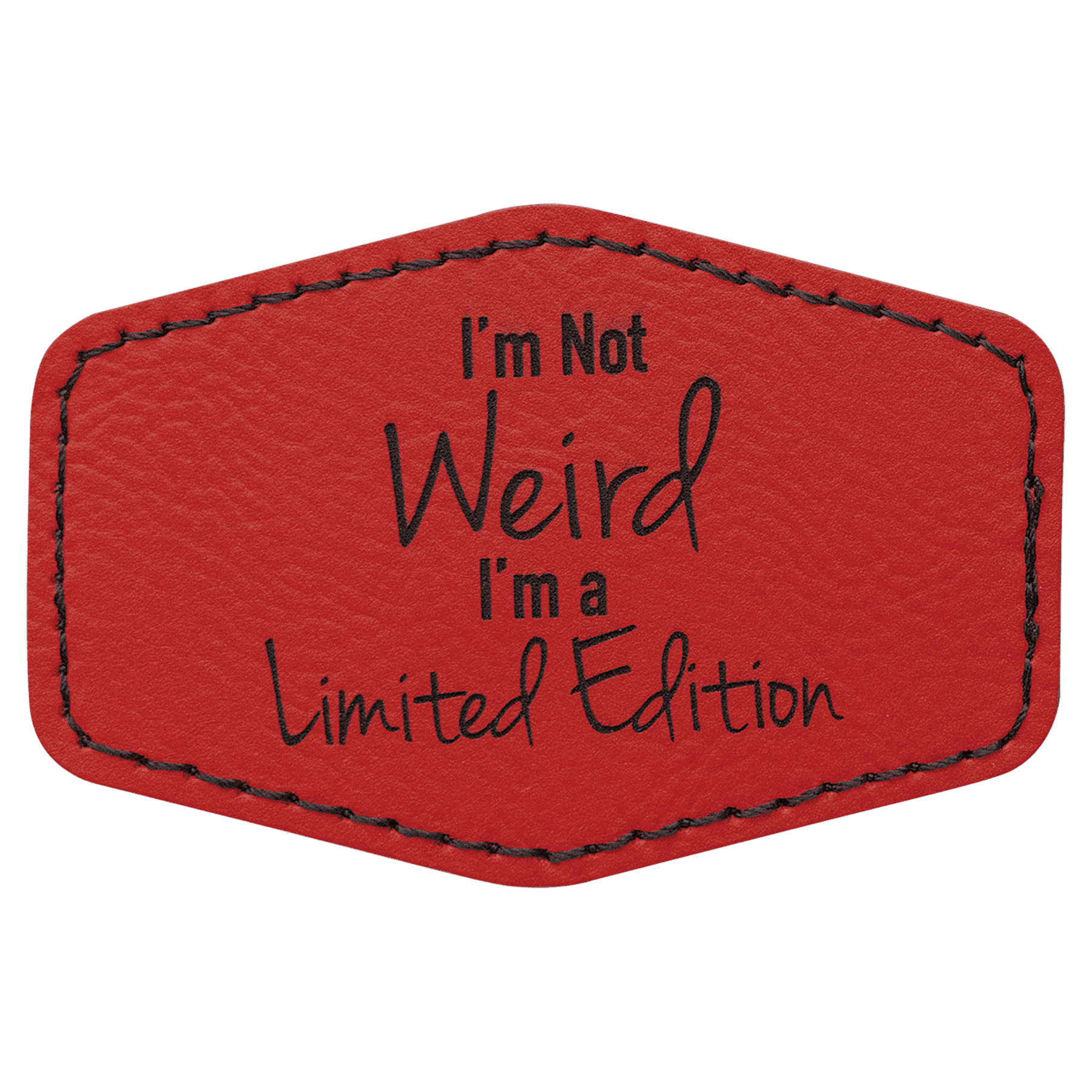 Red 3" x 2" Laserable Leatherette Hex Patch with Kota Pro Adhesive