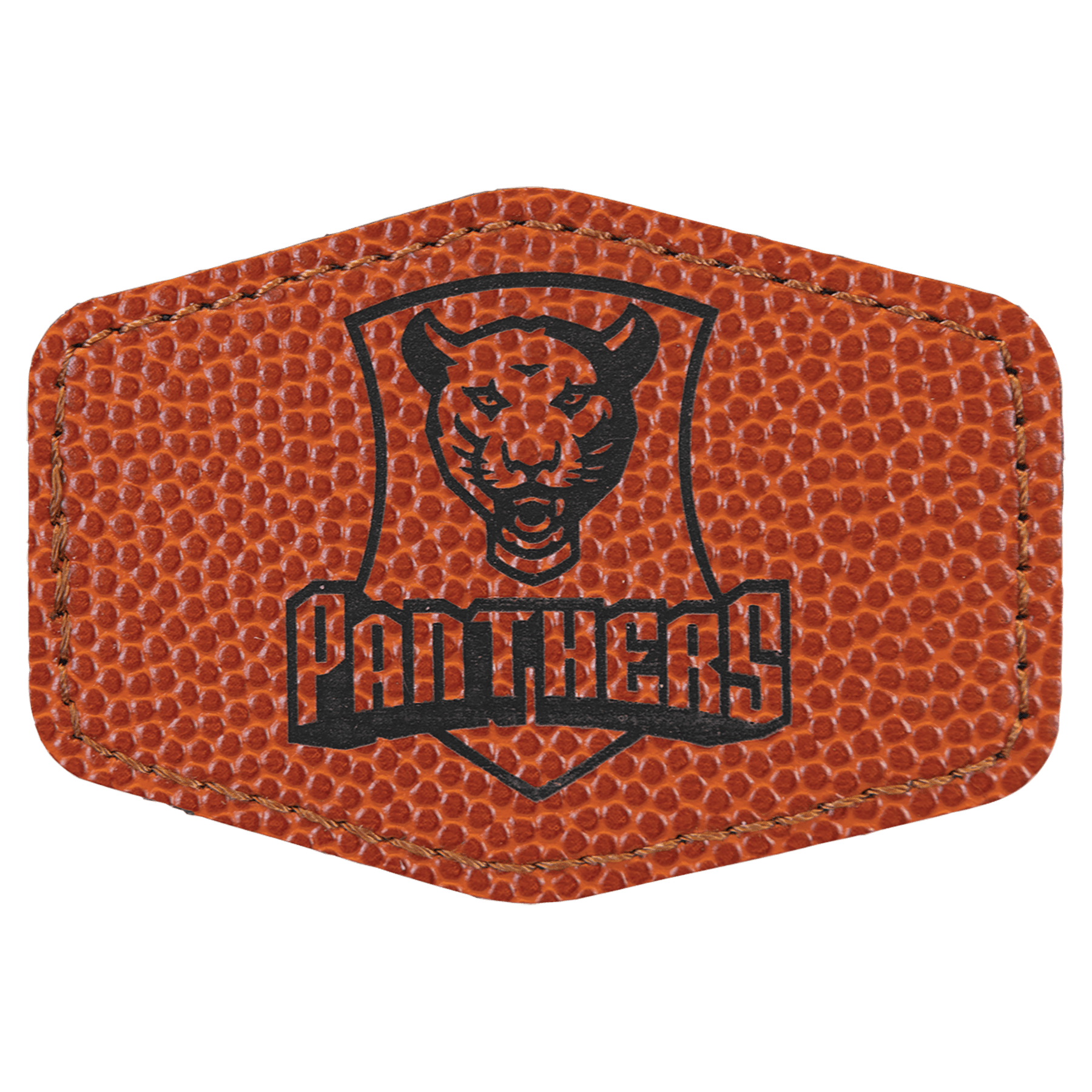 Basketball 3" x 2" Laserable Leatherette Hex Patch with Kota Pro Adhesive