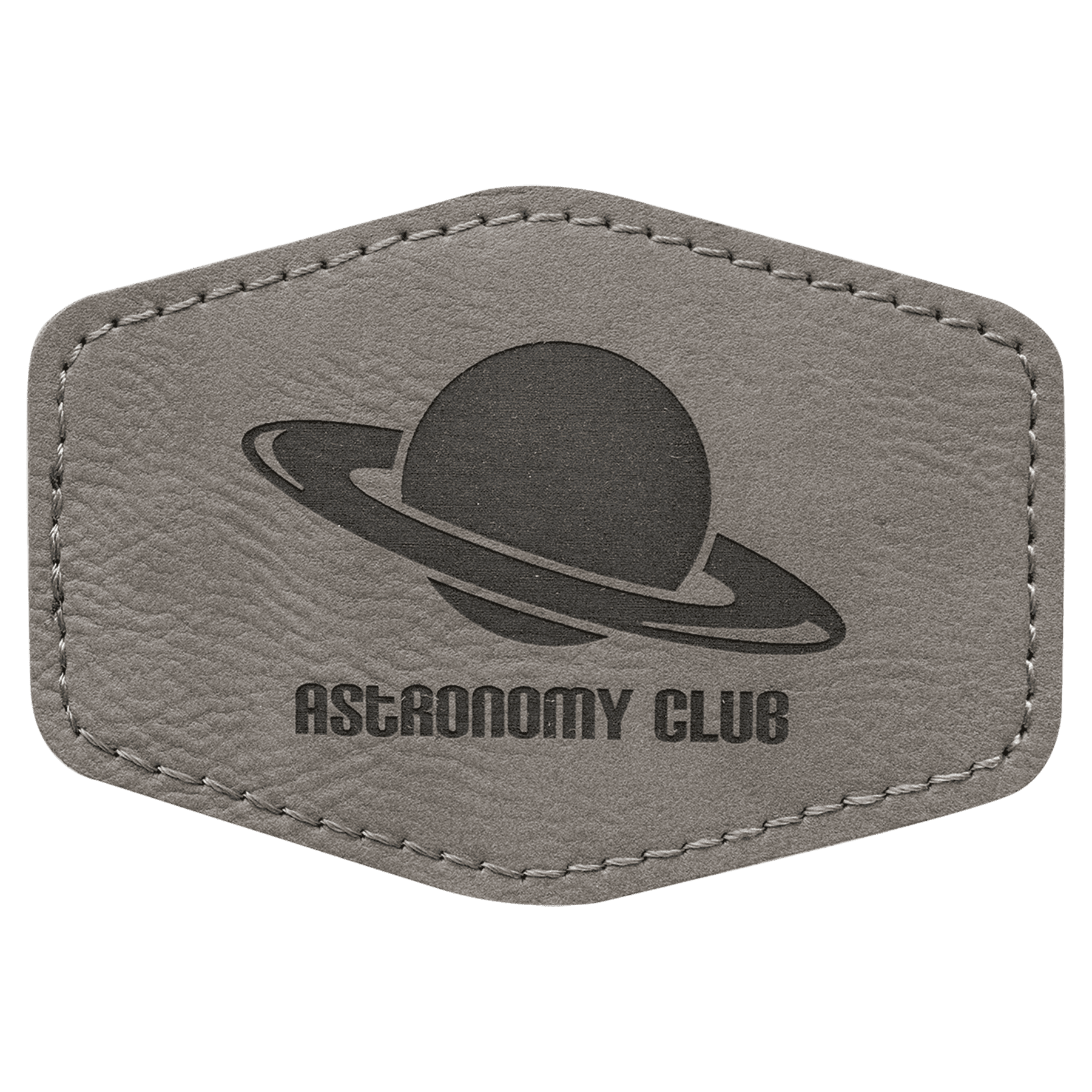 Gray 3 1/2" x 2 1/2" Laserable Leatherette Hex Patch with Kota Pro Adhesive