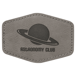 Gray 3 1/2" x 2 1/2" Laserable Leatherette Hex Patch with Kota Pro Adhesive