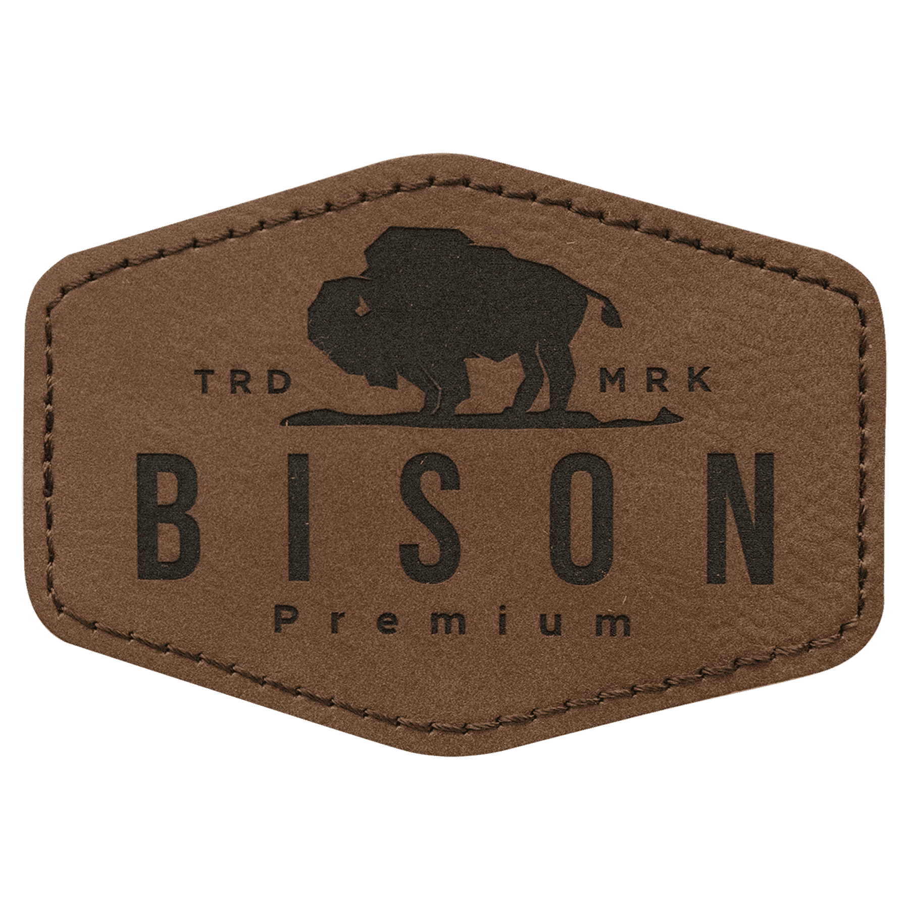 Dark Brown 3 1/2" x 2 1/2" Laserable Leatherette Hex Patch with Kota Pro Adhesive