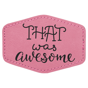 Pink 3 1/2" x 2 1/2" Laserable Leatherette Hex Patch with Kota Pro Adhesive