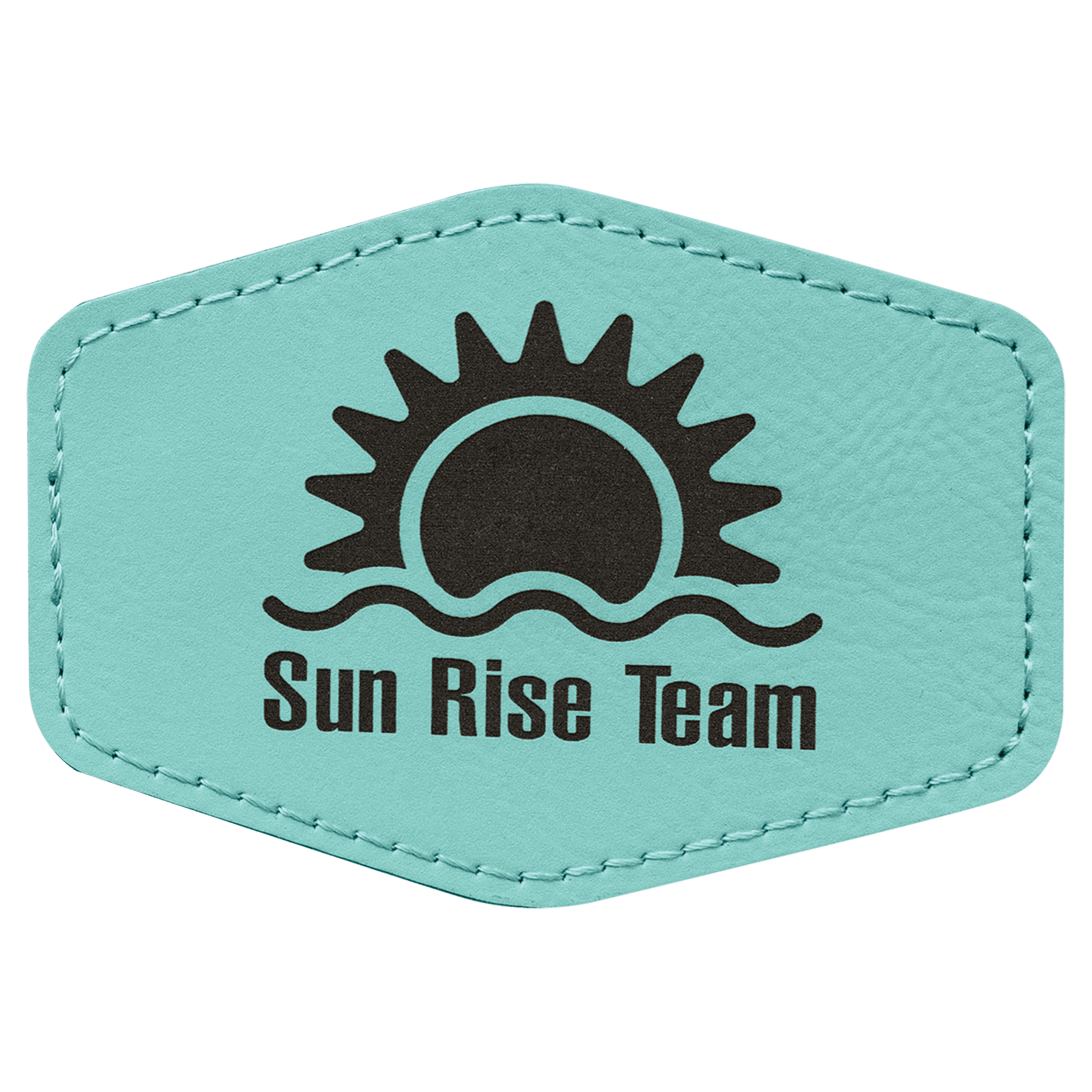 Teal 3 1/2" x 2 1/2" Laserable Leatherette Hex Patch with Kota Pro Adhesive