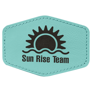 Teal 3 1/2" x 2 1/2" Laserable Leatherette Hex Patch with Kota Pro Adhesive