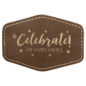 Rustic/Gold 3 1/2" x 2 1/2" Laserable Leatherette Hex Patch with Kota Pro Adhesive