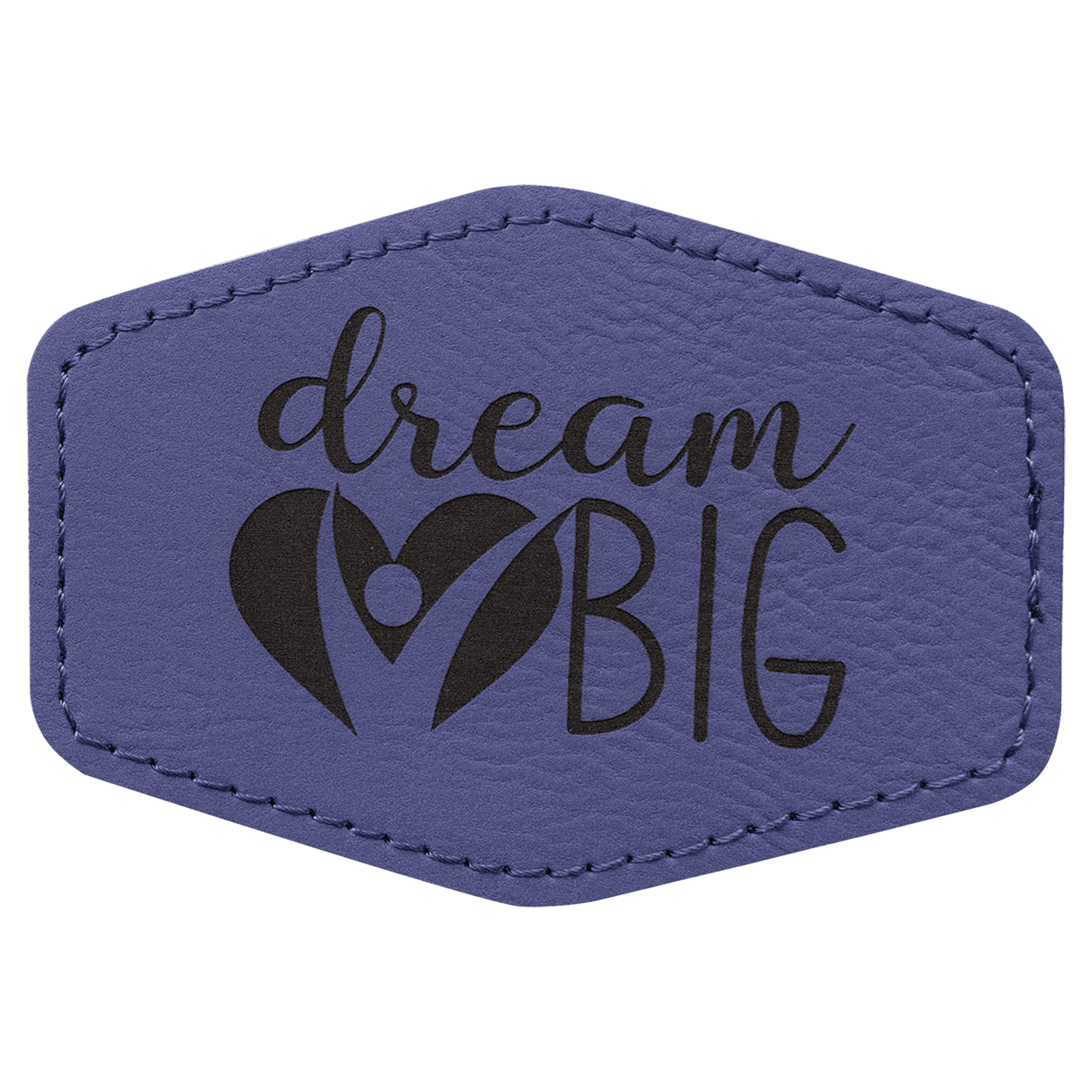 Purple 3 1/2" x 2 1/2" Laserable Leatherette Hex Patch with Kota Pro Adhesive