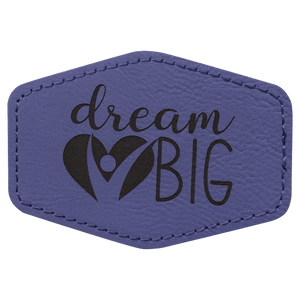 Purple 3 1/2" x 2 1/2" Laserable Leatherette Hex Patch with Kota Pro Adhesive