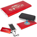 Red 8000MAH Power Bank & Wireless Anodized Aluminum Charger with Power Cord