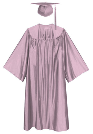 Pink Shiny Graduation Gown and Cap for Events