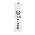 White 3rd Place Carded Ribbon with String
