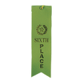 Green 6th Place Carded Ribbon with String