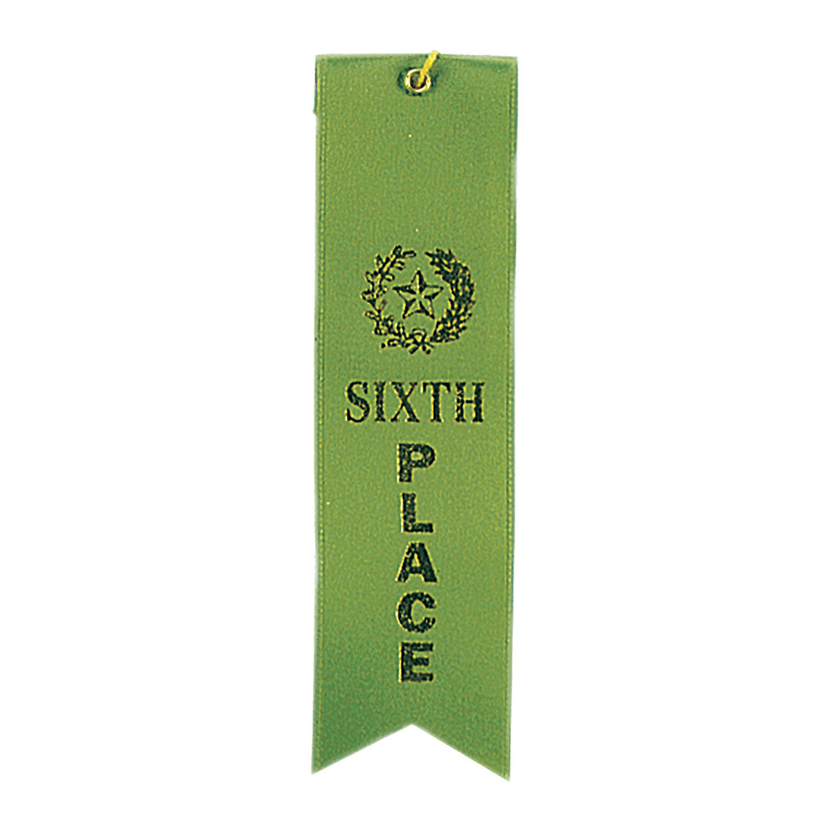 Green 6th Place Carded Ribbon with String