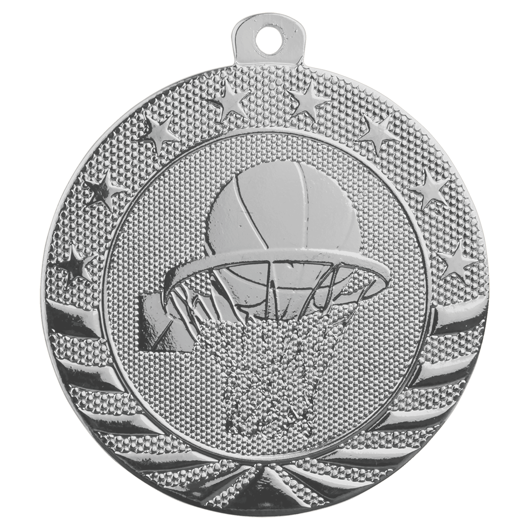 Bright Silver 2" Basketball Starbrite Medal