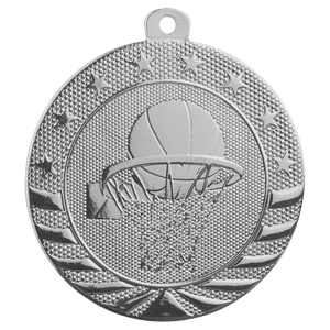 Bright Silver 2" Basketball Starbrite Medal